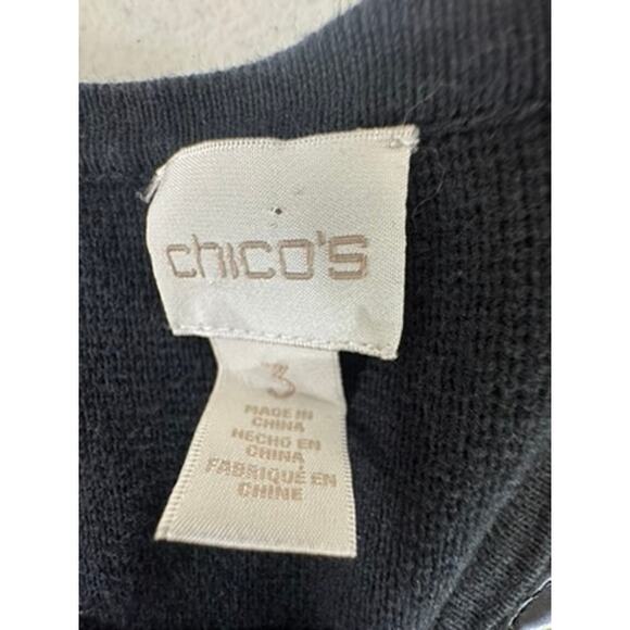 "CHICOS" 100% Cotton Zip Sweater Shacket SZ 3 (16) Faux Quilted Leather Office - Picture 6 of 9